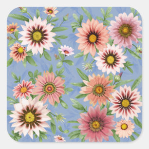 Daisyns Blommigt Fyrkantigt Klistermärke