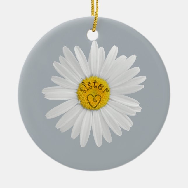 Daisyns blomning för Syster Art Anpassa bakgrunden Julgransprydnad Keramik (Framsidan)