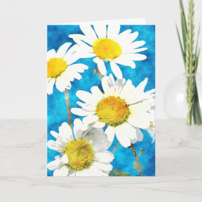 Daisyns hälsningskort i vattenfärg kort (Framsida)