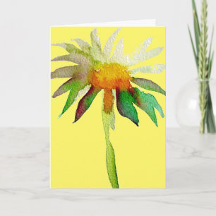 Daisyns moderna konstblomma på gult Grattis på föd Kort