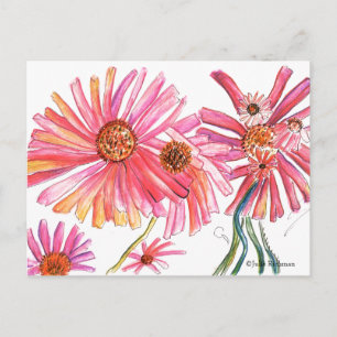 Daisyns Rosa Blomsterkort Vykort