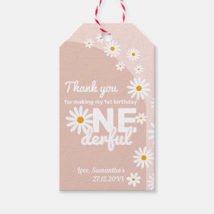 Daisyns rosa Miss onederful 1st Birthday Presentetikett