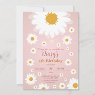 Daisyns Rosa vid alla ålders- och födelsedagsinbju Inbjudningar