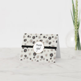 Daisys Black Rosa Blommönster Tack Kort