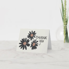 Daisys Black Rosa Blommönster Tack Kort