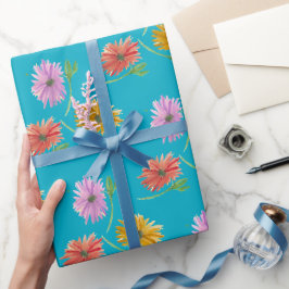 DaisyTrio Blue Wrapping Papper Presentpapper