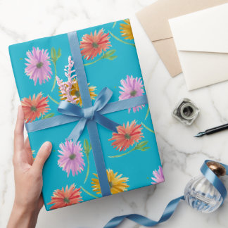DaisyTrio Blue Wrapping Papper Presentpapper