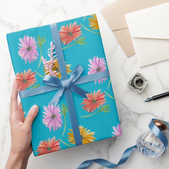 DaisyTrio Blue Wrapping Papper Presentpapper (Gifting)