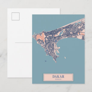 Dakar Senegal Afrika Blåsigt Stadskarta Resa Vykort