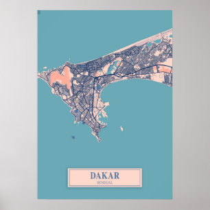 Dakar - Senegal Breezy City Karta Poster