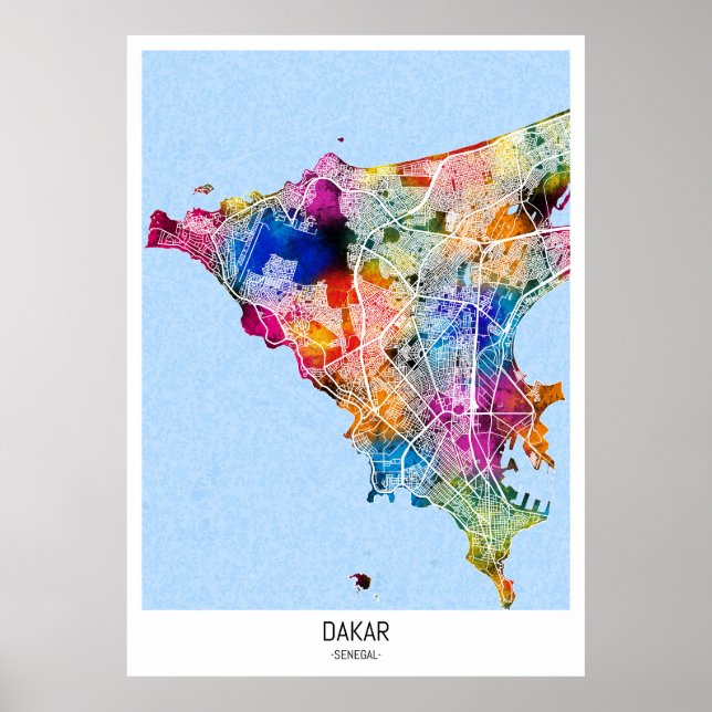 Dakar Senegal City Karta Poster (Framsidan)
