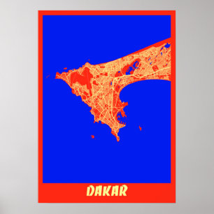 Dakar - Senegal Retro City Karta Poster