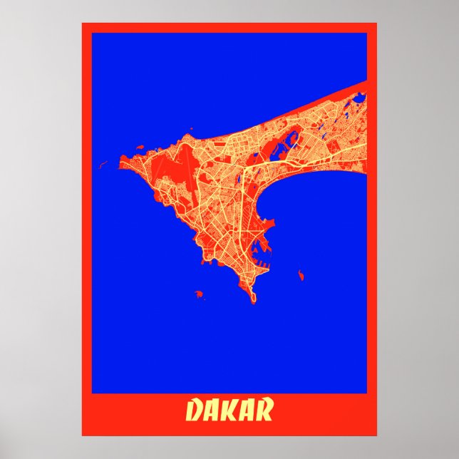 Dakar - Senegal Retro City Karta Poster (Framsidan)