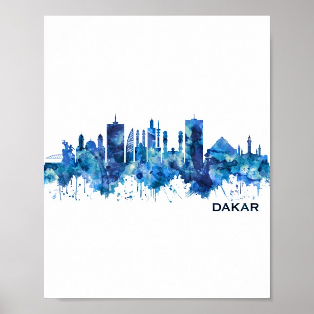 Dakar Senegal Skyline Blue Poster (Framsidan)