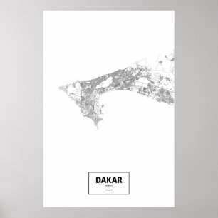 Dakar Senegal (svarten på vit) Poster