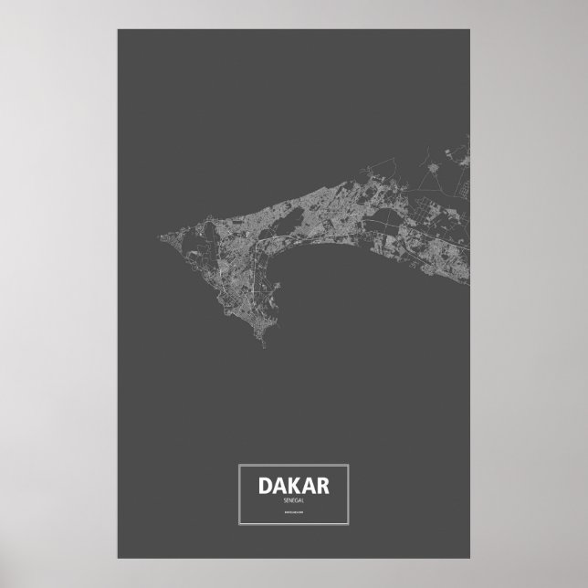 Dakar, Senegal (vit på svart) Poster (Framsidan)