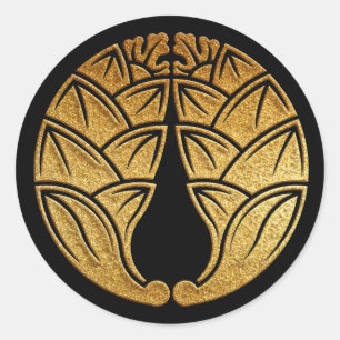 Daki Myoga Kamon i Guld Seal Runt Klistermärke