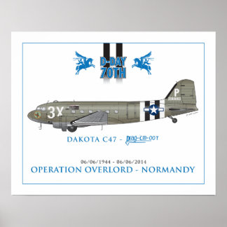 DAKOTA C47 SKYTRAIN - DRA "EM OOOT" POSTER