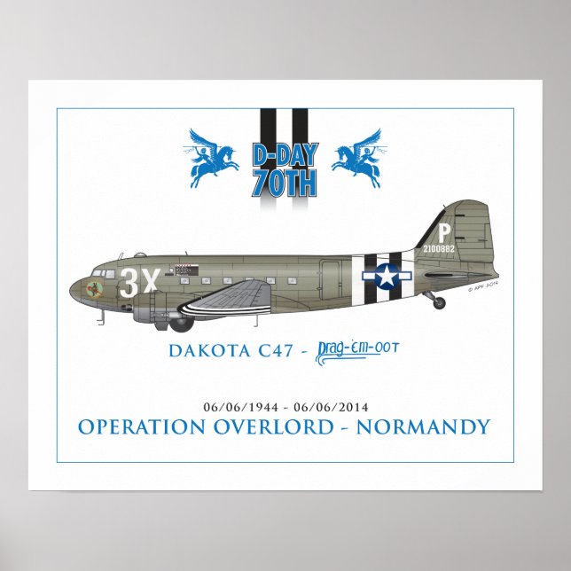 DAKOTA C47 SKYTRAIN - DRA "EM OOOT" POSTER (Framsidan)