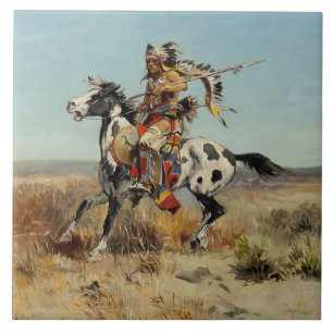 ”Dakota Chief” av Charles M Russell Kakelplatta