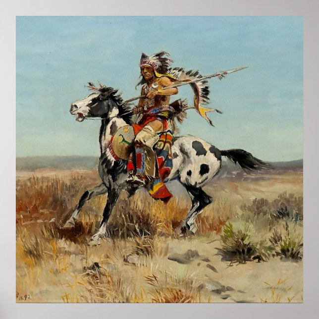 "Dakota Chief" av Charles M Russell Poster (Framsidan)