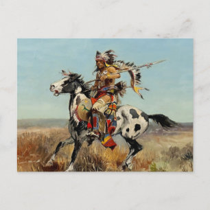 “Dakota Chief” västerländsk konst av Charles M Rus Vykort