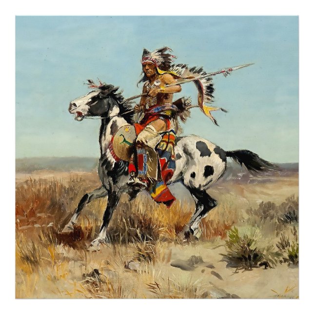 "Dakota Chief Western Art" av Charles M Russell Fototryck (Framsidan)