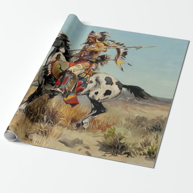 "Dakota Chief Western Art" av Charles M Russell Presentpapper (Utrullad)