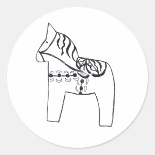 Dal Horse Sticker Runt Klistermärke