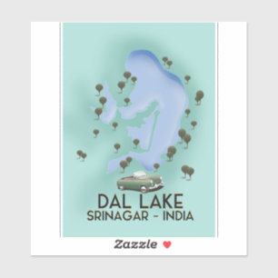 Dal Lake,Srinagar,Indien reseaffisch Karta Klistermärken