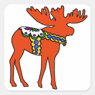 Dala älg fyrkantigt klistermärke