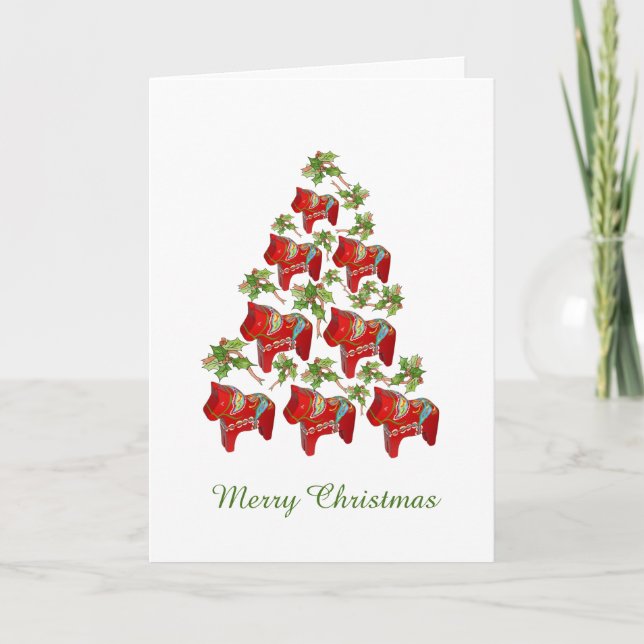 Dala häst som är tänkande av dig julkort helgkort (Framsida)