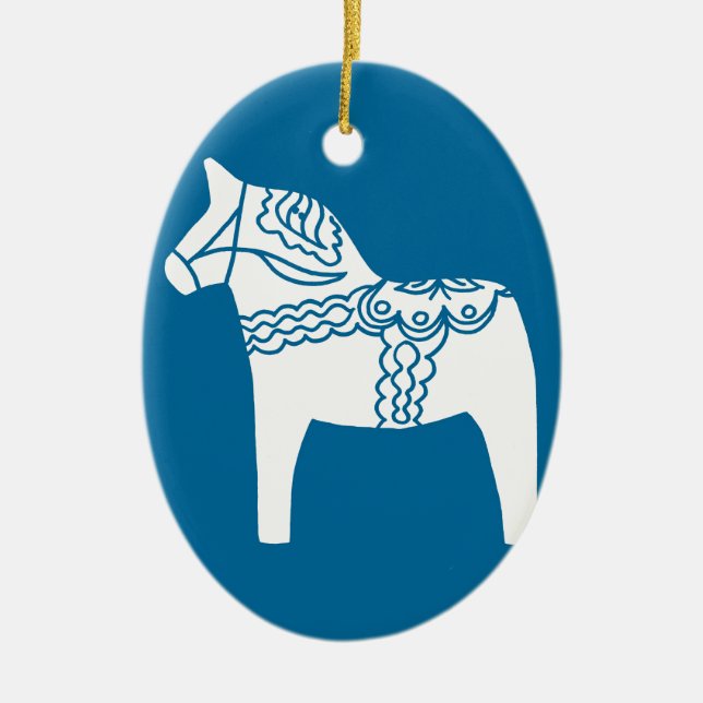 Dala hästblått julgransprydnad keramik (Framsidan)