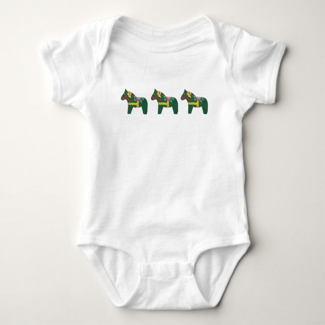 Dala Horse Baby Romper T Shirt (Framsida)