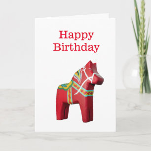 Dala Horse Birthday Card Kort