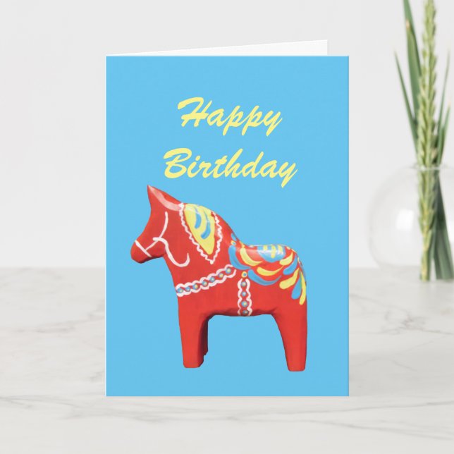 Dala Horse Birthday Card Kort (Framsida)