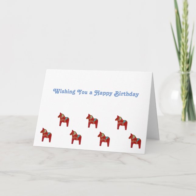 Dala Horse Birthday Card Kort (Framsida)