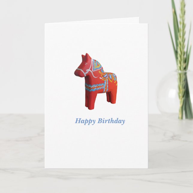 Dala Horse Birthday Card Kort (Framsida)