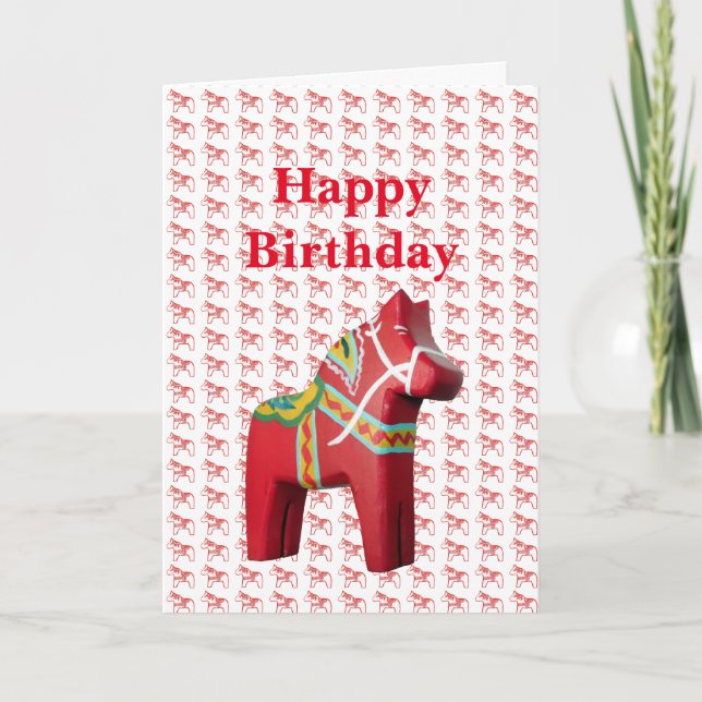 Dala Horse Birthday Card Kort (Framsida)
