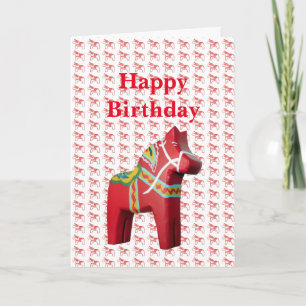 Dala Horse Birthday Card Kort