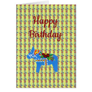 Dala Horse Birthday Hälsningskort