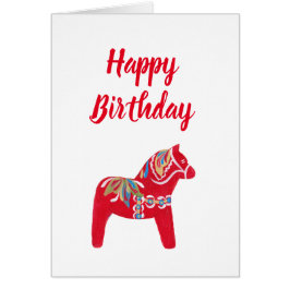 Dala Horse Birthday Hälsningskort