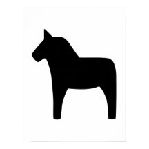Dala Horse Black on White Poster