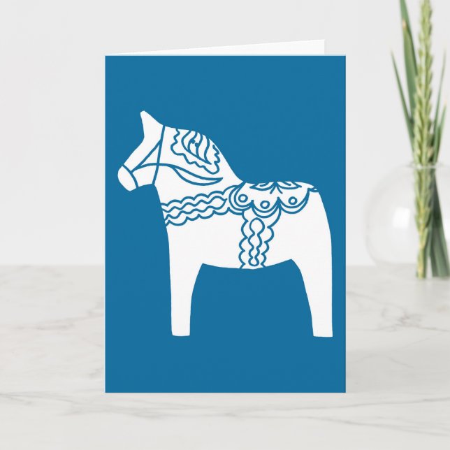 Dala Horse Blue Helgkort (Framsida)