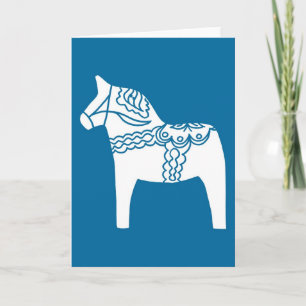 Dala Horse Blue Helgkort