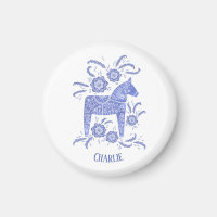 Dala Horse Blue svensk folkart eget namn
