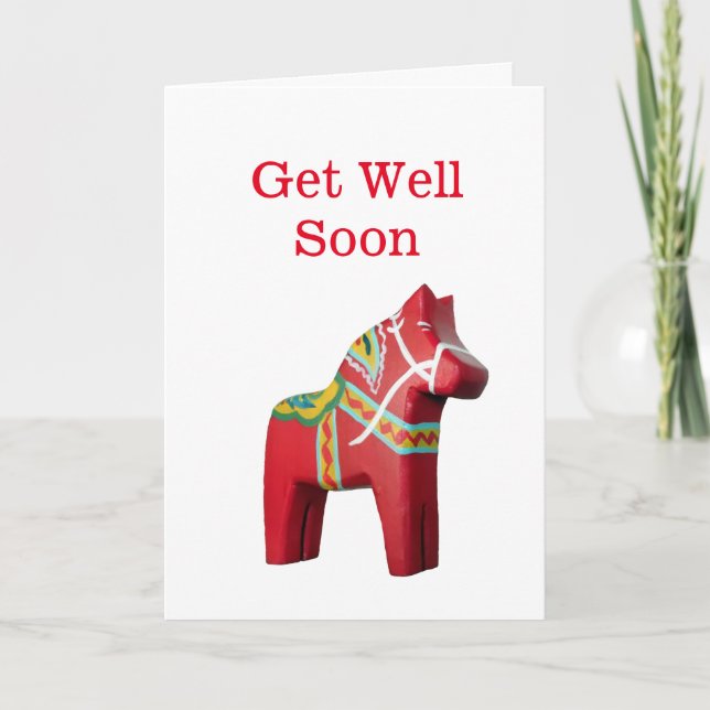 Dala Horse Get well Card Kort (Framsida)