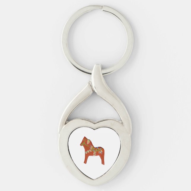 Dala Horse Hjärtformade Nyckelring (Framsidan)