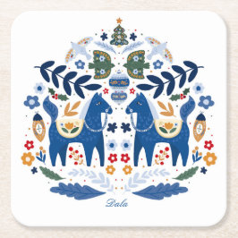 Dala Horse - Home Sweet Home Underlägg Papper Kvadrat