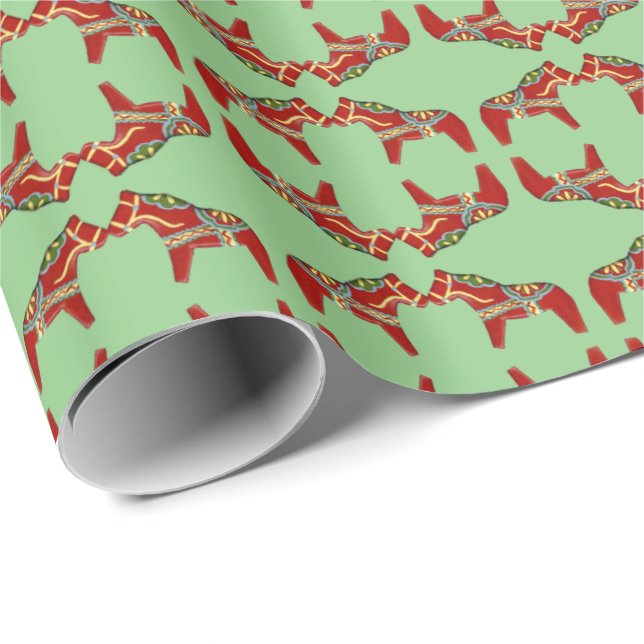 Dala Horse Jul Wrapping Papper Presentpapper (Rullad Hörn)
